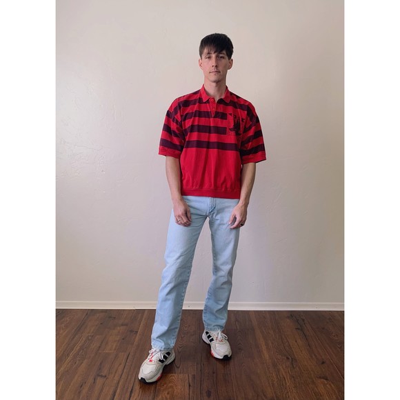 vintage 80s boxy fit short sleeve polo shirt - Picture 2 of 9